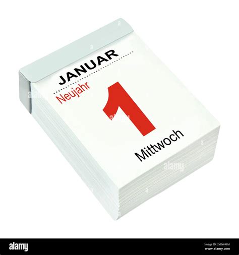 German calendar 2025 January 1 New Year Wednesday Stock Photo - Alamy