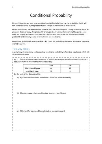 Image result for A Levels Maths Conditional Probability