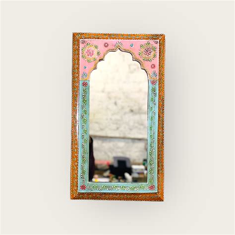 Blush Blossoms: 25x46cm Handpainted Pink Mirror - J.L.HOME DECOR