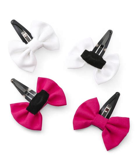 Tiny Bow Hair Clip Set - White & Pink – Knotty Ribbons