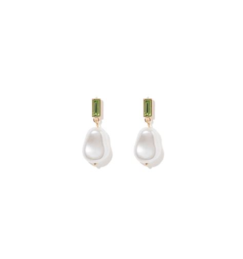 Buy Emerald/Gold Perry Pearl Stone Drop Earring Online