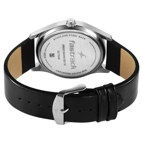 Buy Online Fastrack Groove Quartz Analog Grey Dial Black Leather Strap ...