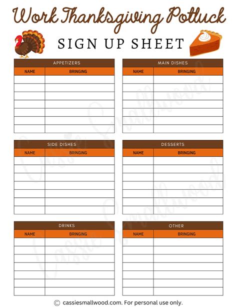 10 cute thanksgiving potluck sign up sheets – Artofit