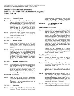 Fillable Online mwrd discharge authorization application form sda 100 ...