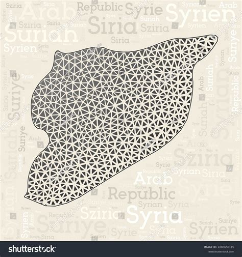 Syria Map Design Country Names Different Stock Vector (Royalty Free ...