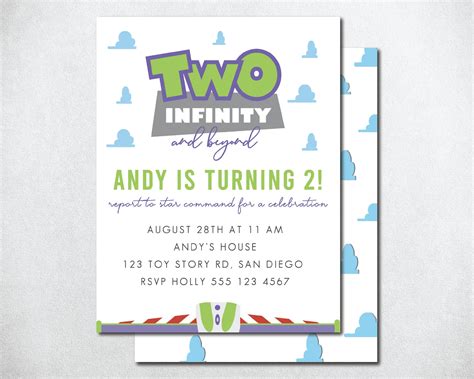 Two infinity and beyond birthday invitation space ranger etsy – Artofit