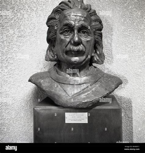 1950s, historical, a bronze bust of Albert Einstein, the famous jewish ...