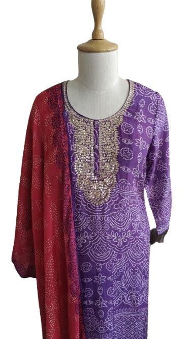 Pure Mul Silk gotta detailing suit in contrast dupatta– Aashvi Couture