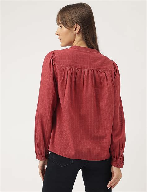 Buy Pure Cotton Plain Mandarin Collar Blouse at Marks & Spencer