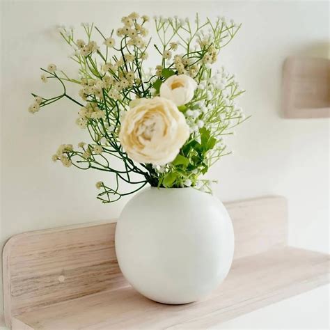 Metal Ball Flower Vase Large | White