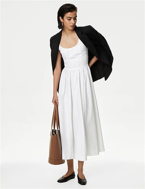 Buy Pure Cotton Midi Cami Shift Dress at Marks & Spencer