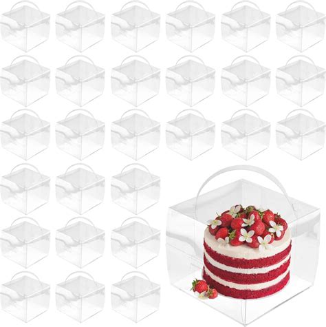 Amazon.com: SEUNMUK 60 cajas transparentes para pasteles de 5 x 5 x 4 ...