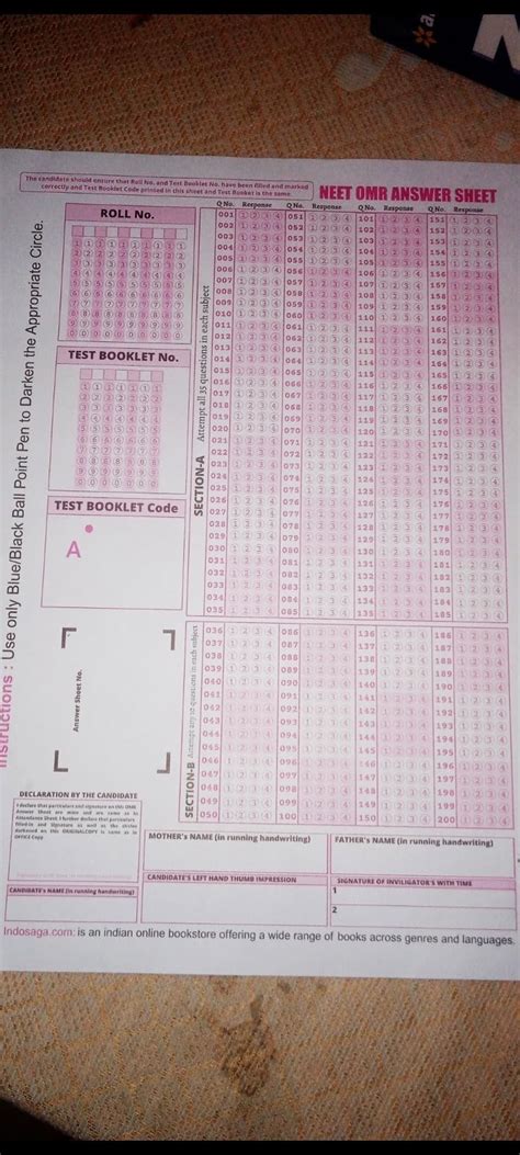 Buy Career Point NEET OMR Sheets 2025 - 110 Sheets for 180 MCQs | NTA ...