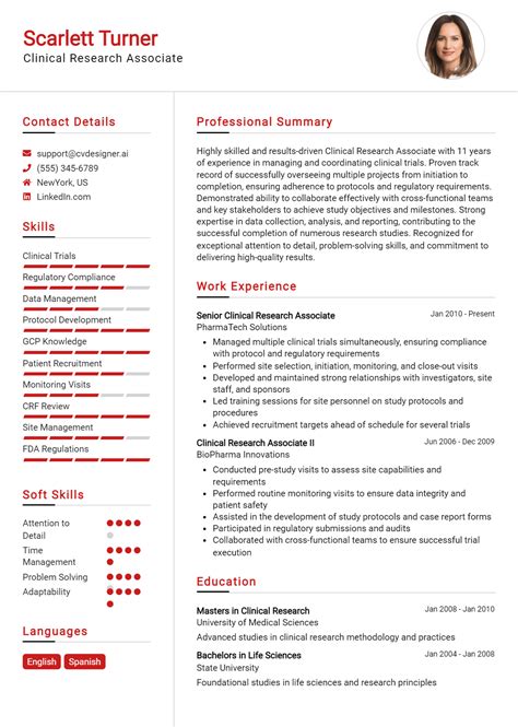 12 Clinical Research Associate Resume Examples & Templates for 2024 - CVDesigner.ai