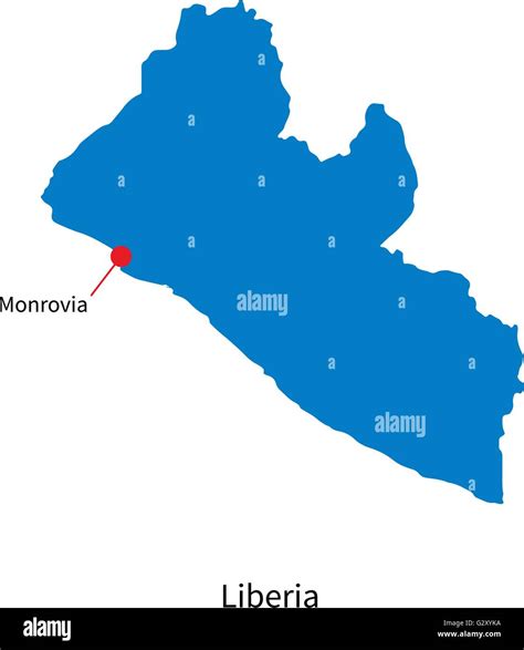 Detailed vector map of Liberia and capital city Monrovia Stock Vector ...
