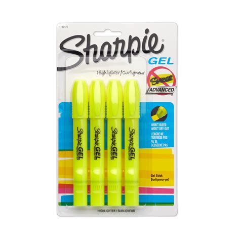 Sharpie Gel Highlighters, Bullet Tip, Fluorescent Yellow, 4 Pack ...