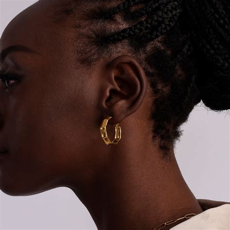 Buy Octagon Hoop Earrings | Gold Plating – PALMONAS