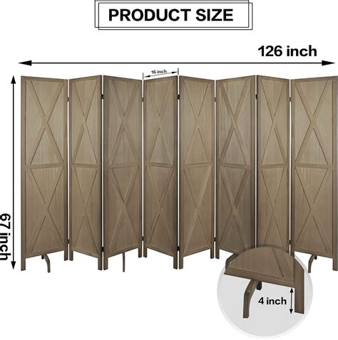 Buy Babion 8 Panel Room Divider Brown Wood Room Dividers Folding Room ...