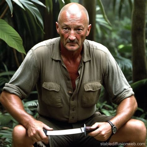 John Locke from Lost with Hunting Knives in Jungle | Stable Diffusion ...