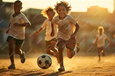 Premium Photo | Happy african kids playing with ball Childrens football ...