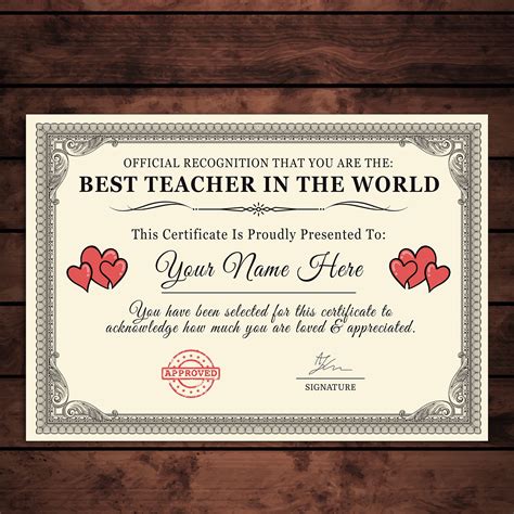 Personalised 'best Teacher in the World' Certificates Gift/print - Etsy | Good good father ...