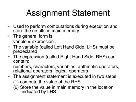 Image result for Assignment Statement Example