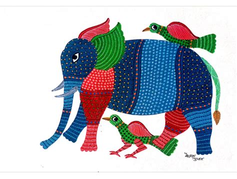 Artwork for Sale | Elephant Gond Painting Artwork | Online Artwork