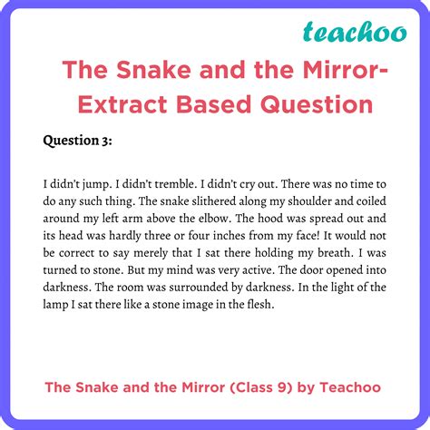 [Extract Based Question] The Snake and the Mirror - Beehive Class 9