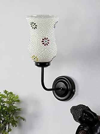 Devansh Multicolor Mosaic Glass Shade Wall Mounted lamp with Iron Base ...