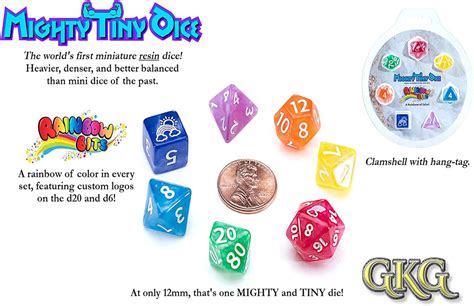 Buy Mighty Tiny Dice: Rainbow Bits - 7 Piece RPG Dice Set, 12mm Resin ...