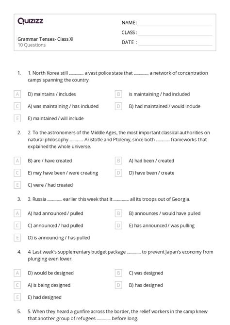 50+ Grammar worksheets for 11th Class on Quizizz | Free & Printable