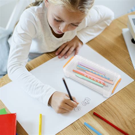 Hard Pencil Box Clear Pencil Case with Lid, Plastic Storage Containers ...