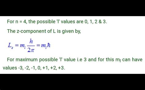 8) for a hydrogen atom in an n = 4 state, the maximum possible z ...