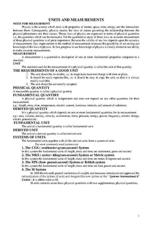 Physics 101: Units and Measurements Overview - Studocu