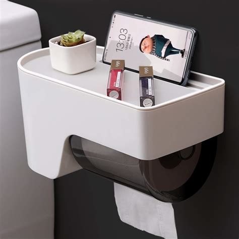 HOKIPO Magic Sticker Series No Drill Toilet Paper Holder Dispenser with ...