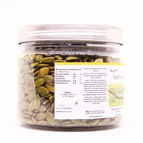 Raw Pumpkin Seeds 250g Jar – Tassyam Organics