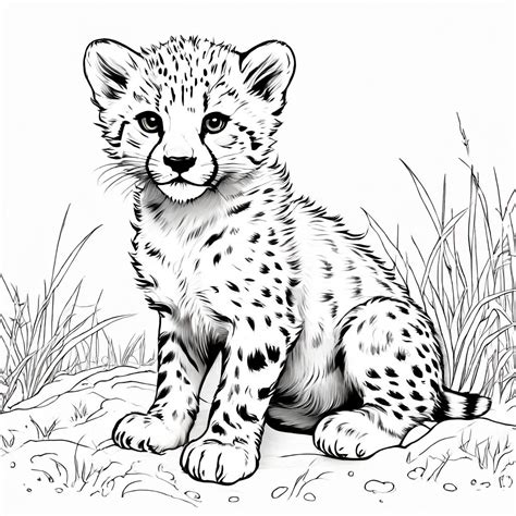 Cheetah Baby Coloring Page
