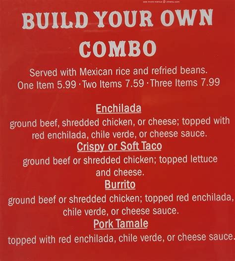 Menu at El Mexico Lindo Restaurante, Harrison