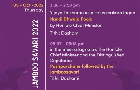 Jamboo Savari 2022 Timings | Mysuru Vijaya Dashami Festival (Dasara ...