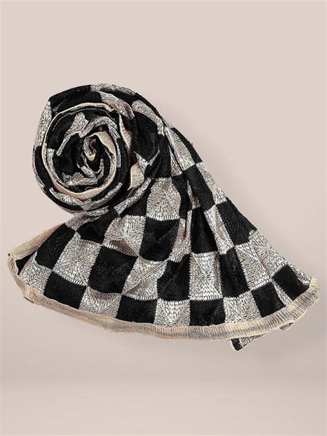 Black & Beige Phulkari Chiffon Dupatta Dupatta Bazaar
