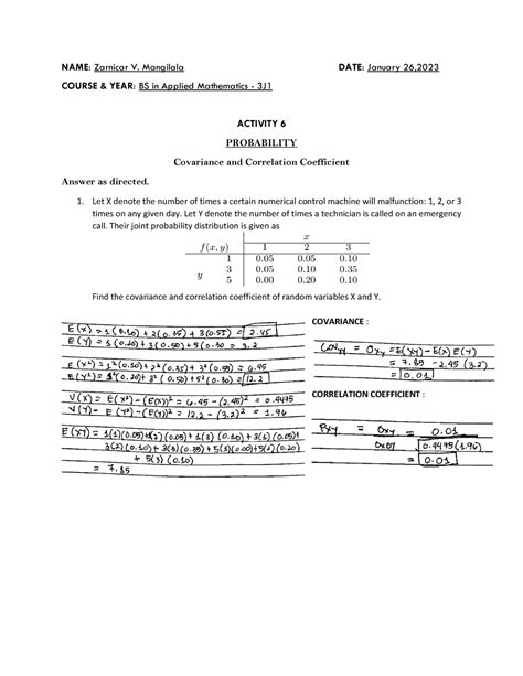 Mangilala- Activity 6- Probability - NAME: Zarnicar V. Mangilala DATE ...