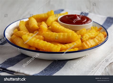Homemade Unhealthy Crinkle French Fries Ketchup Stock Photo 2251922471 ...