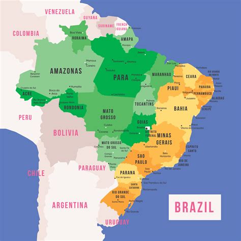 Map Of Brazil Cities Brazil Map Of Cities South America Americas Map Of Brazil Cities Brazil Map ...