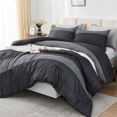 Black And White Twin Comforter Sets Faux Fur Ombre Stripe Comforter