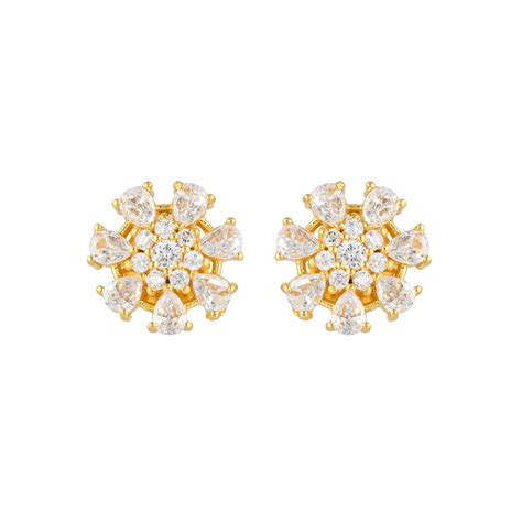 Cluster Setting White Zircon Gems Stud Earrings – VOYLLA