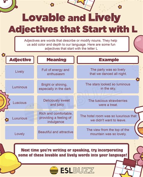 Adjectives That Begin With L