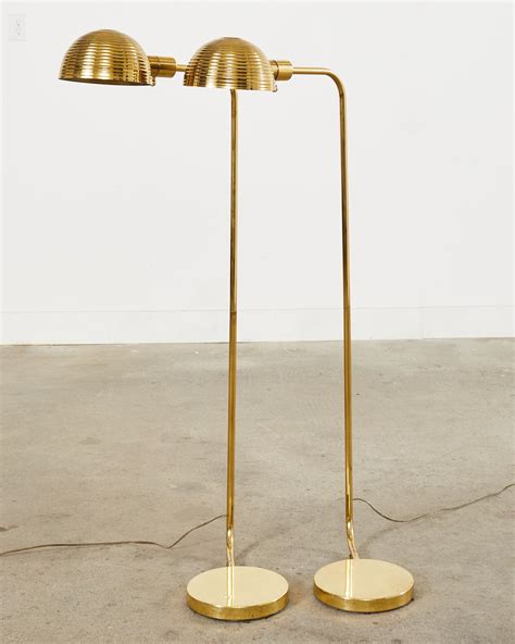 Pair of Art Deco Style Polished Brass Task Floor Lamps For Sale at 1stDibs