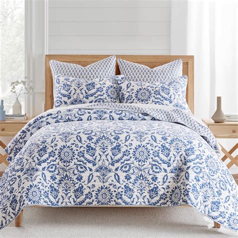 Amazon.com: Levtex Home - Clara Blue Quilt Set - King Quilt and Two ...