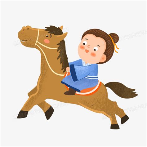 卡通手绘古代男孩骑马免抠PNG图片素材下载_卡通PNG_熊猫办公