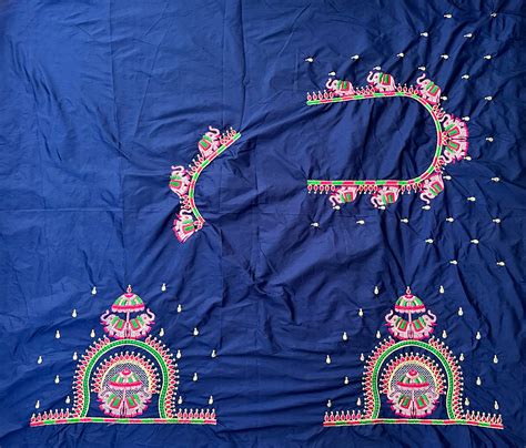 NR482B - Blue Colour Computer Multi Work Blouse – Navrangi Creations